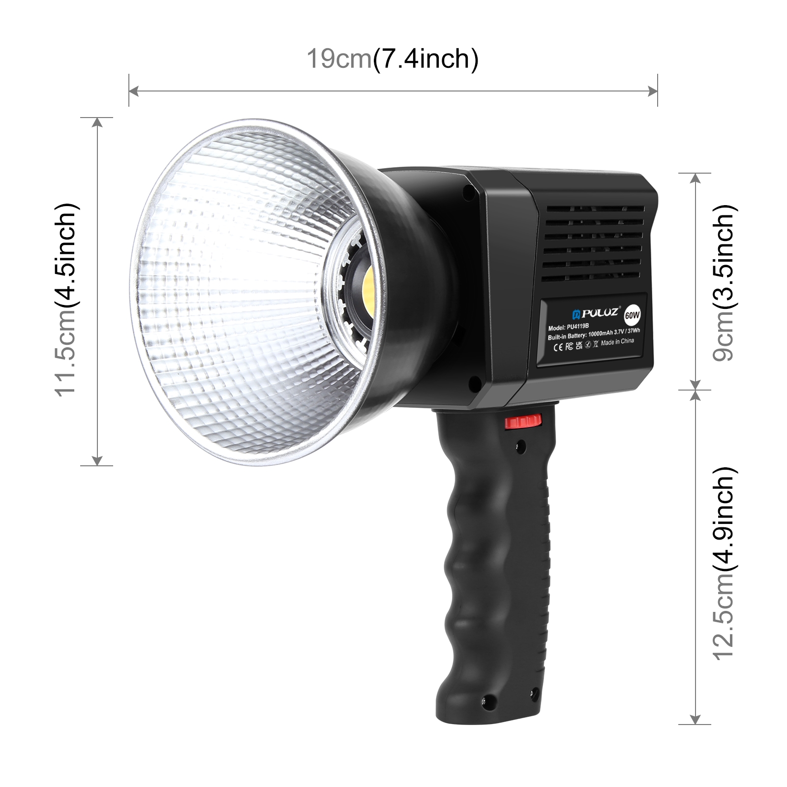 PULUZ 60W stúdió videólámpa, 2500K–6500K két színhőmérsékletű (fekete) PU4119B-8