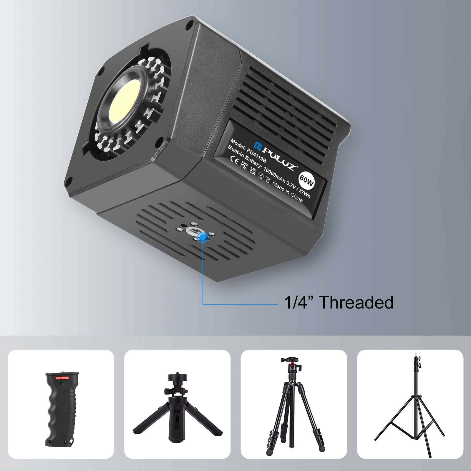 PULUZ 60W stúdió videólámpa, 2500K–6500K két színhőmérsékletű (fekete) PU4119B-5
