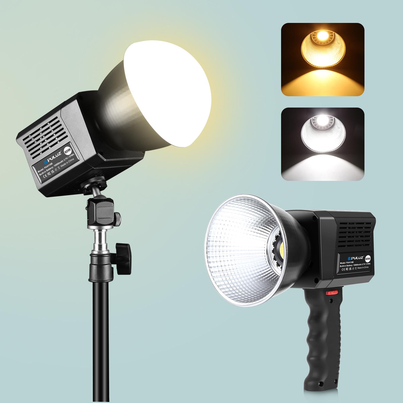 PULUZ 60W stúdió videólámpa, 2500K–6500K két színhőmérsékletű (fekete) PU4119B-2