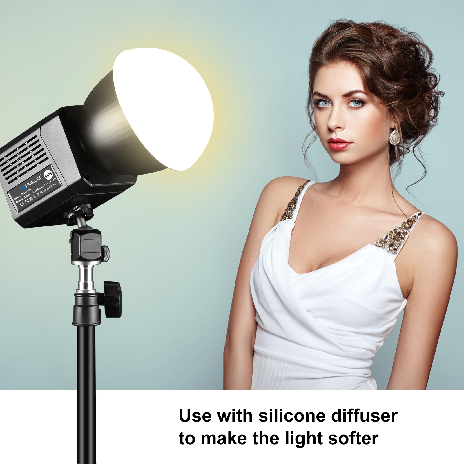 PULUZ 60W stúdió videólámpa, 2500K–6500K két színhőmérsékletű (fekete) PU4119B-12