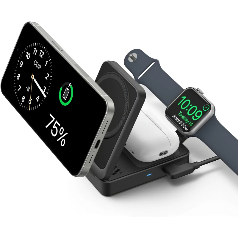 Vezeték nélküli töltő Anker MagGo 3in1, 15W, 1.67A, fekete B2557311-1