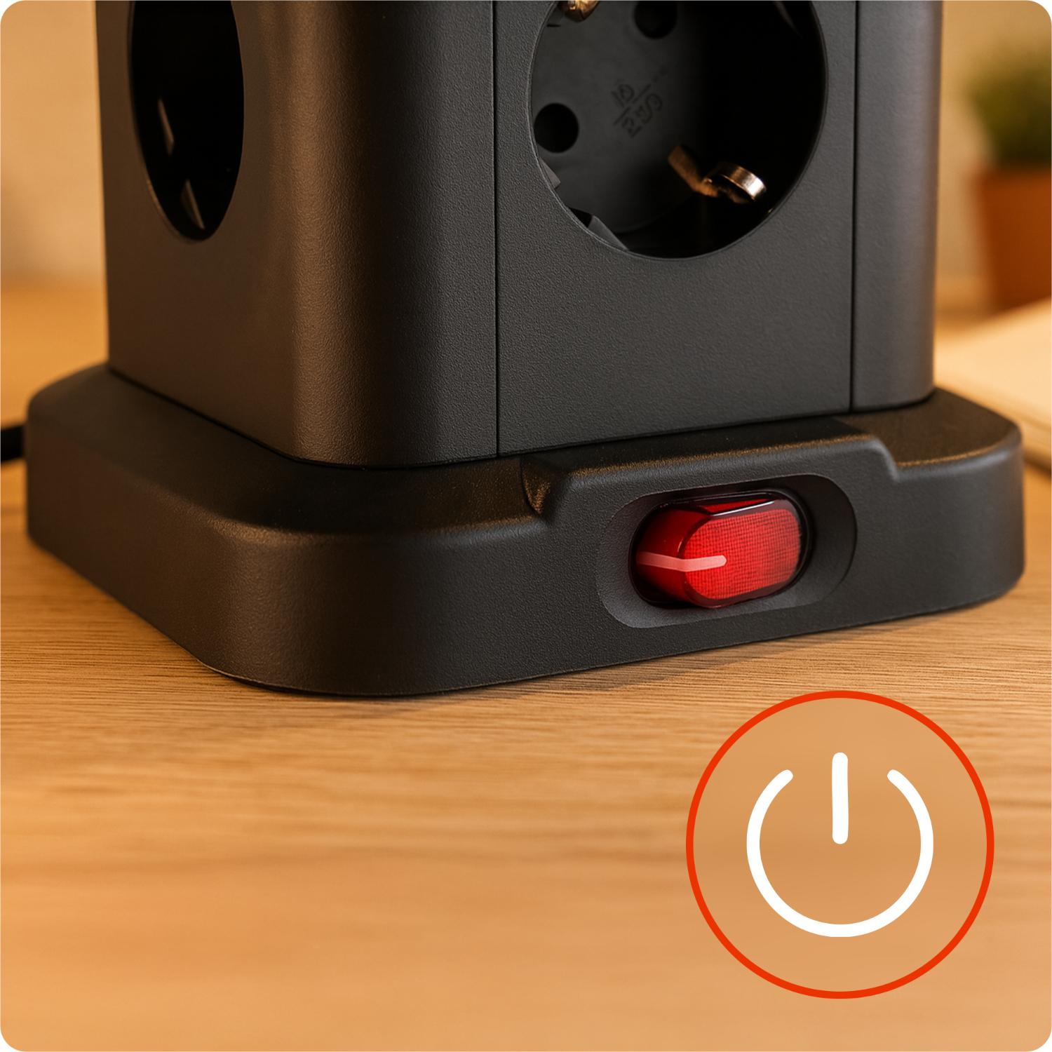 Huslog függőleges hálózati elosztó USB-A, USB-C porttal-6