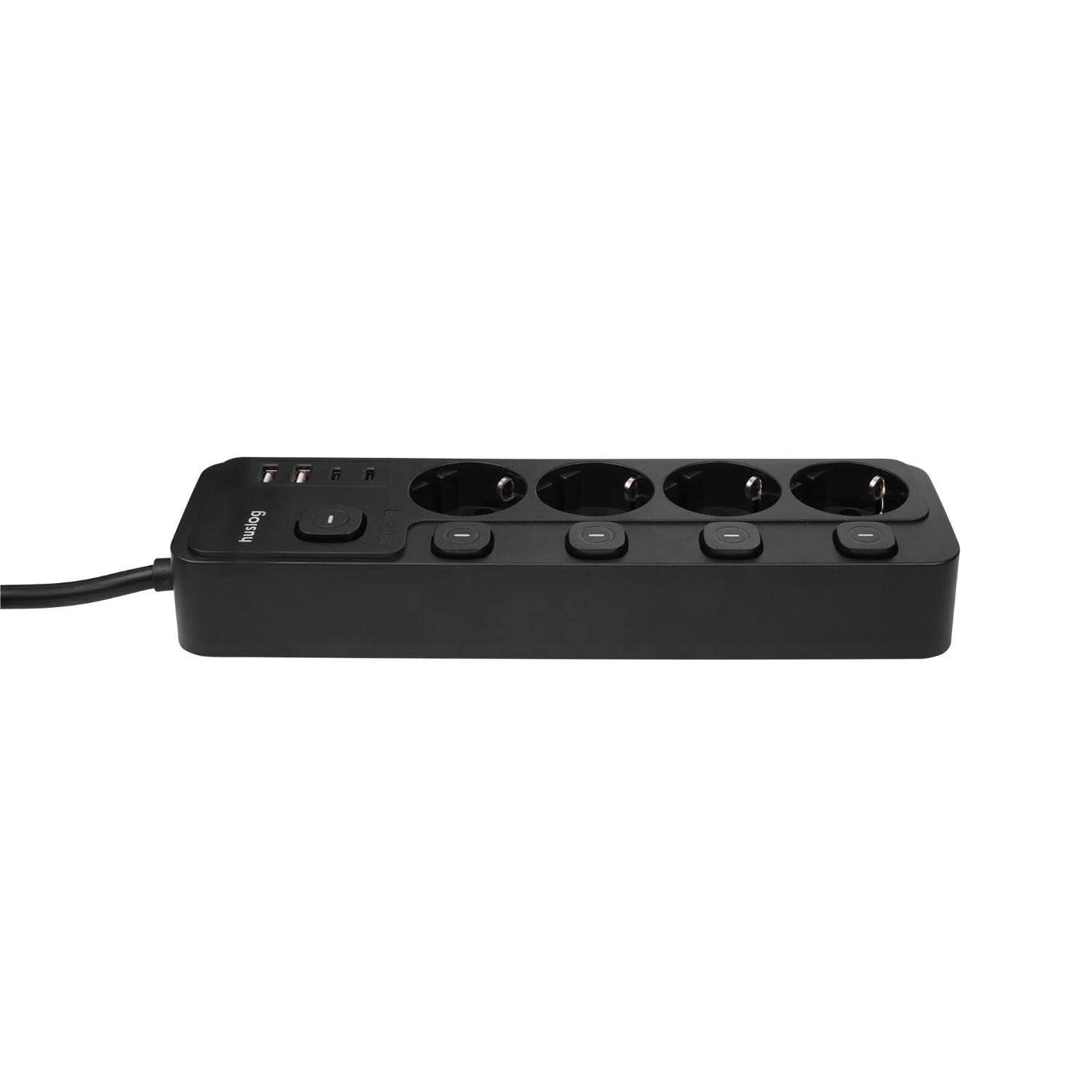 Huslog hálózati elosztó 5 kapcsolóval USB-A, USB-C porttal-8