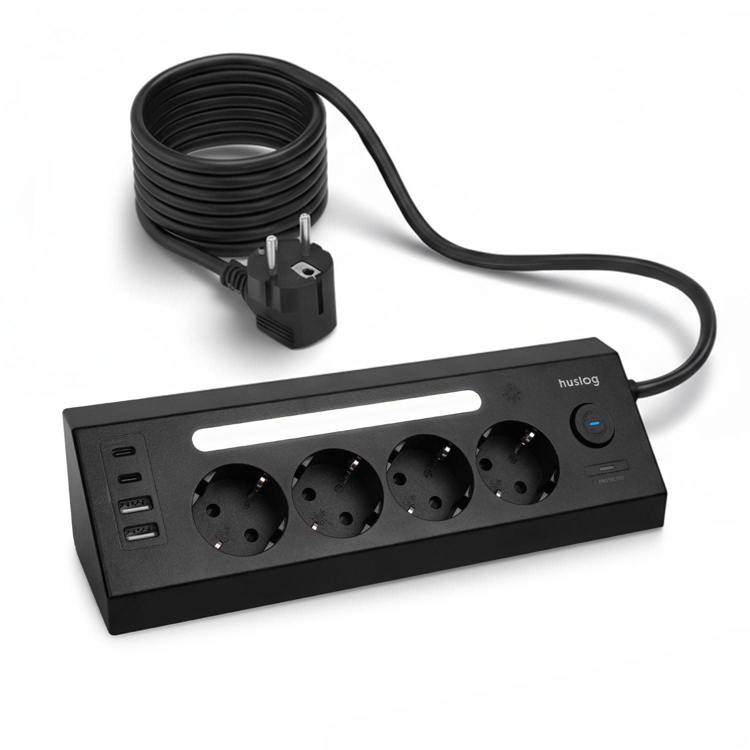 Huslog Vertikális elosztó LED-del USB-A, USB-C porttal-10