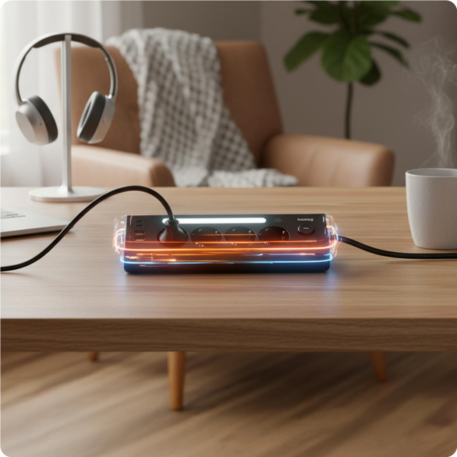 Huslog Vertikális elosztó LED-del USB-A, USB-C porttal-4