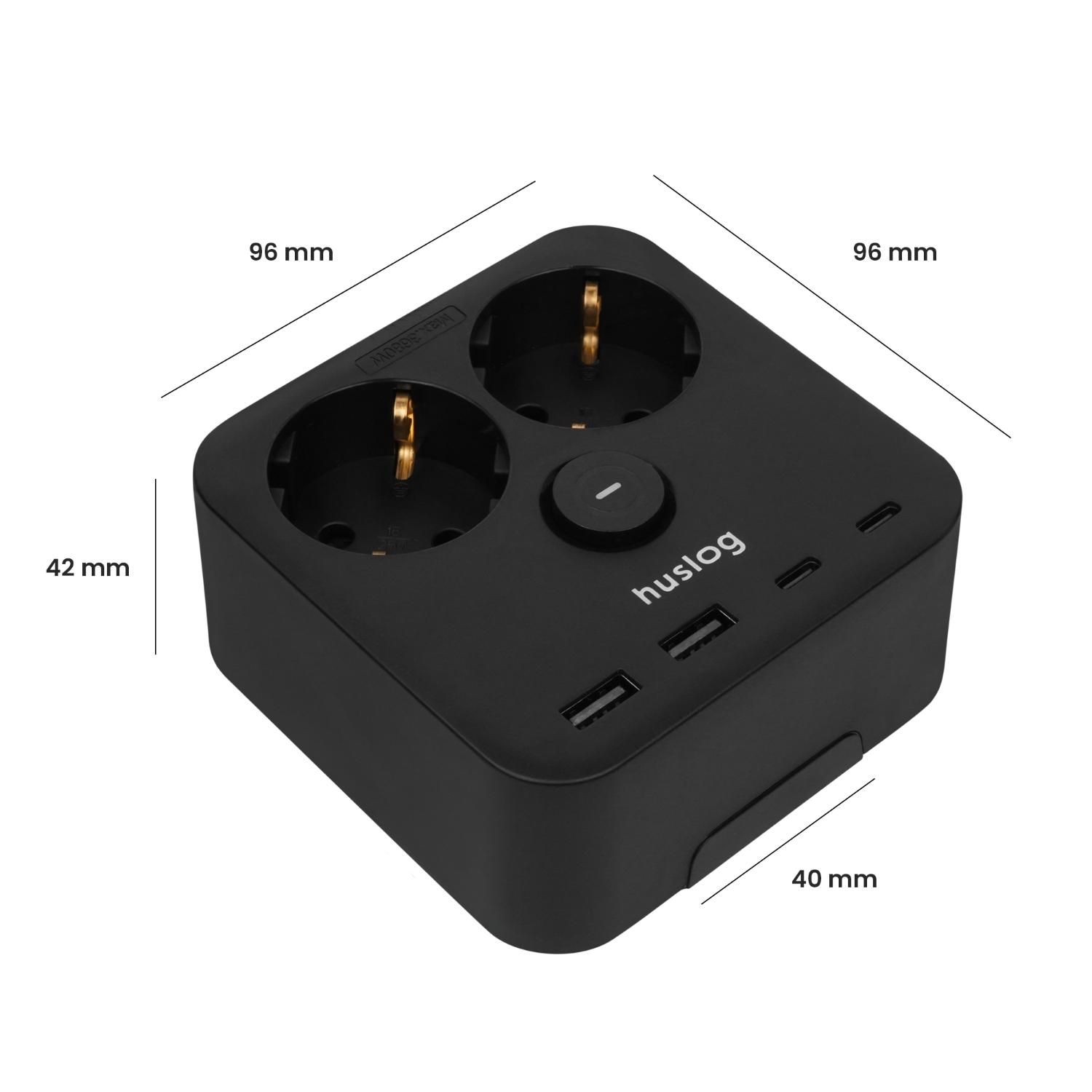Huslog Power hálózati elosztó telefon tartóval HUS1055 USB-A, USB-C porttal-6