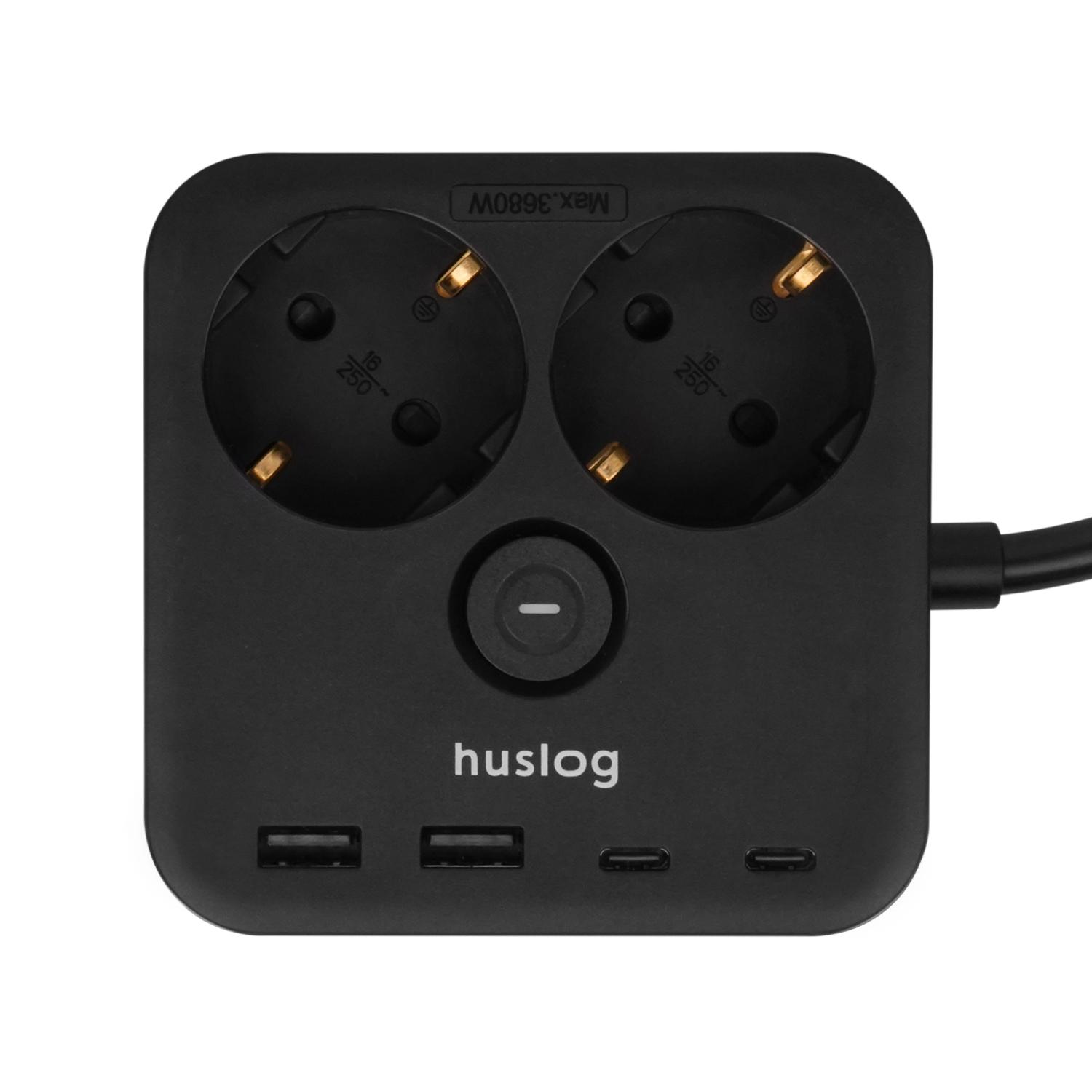 Huslog Power hálózati elosztó telefon tartóval HUS1055 USB-A, USB-C porttal-1