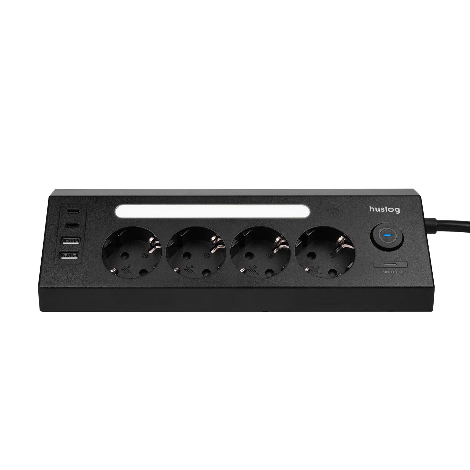 Huslog hálózati elosztó LED-del, USB-A, USB-C porttal-9