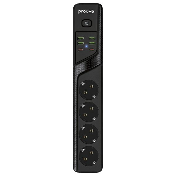 Proove 2m 3000W Hálózati Elosztó P-04 (4xAC + 4xUSB + 2xType-C) fekete-0