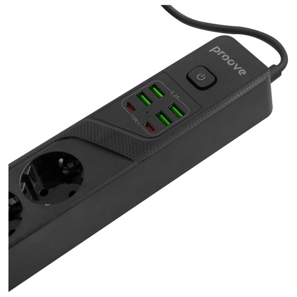 Proove 2m 3000W Hálózati Elosztó P-04 (4xAC + 4xUSB + 2xType-C) fekete-4