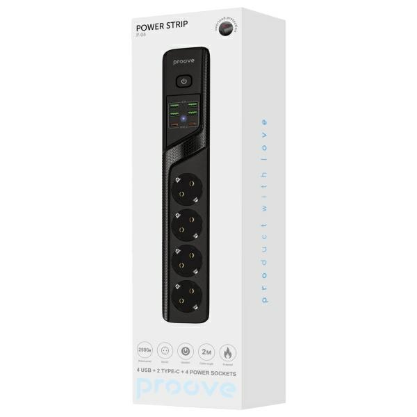 Proove 2m 3000W Hálózati Elosztó P-04 (4xAC + 4xUSB + 2xType-C) fekete-5