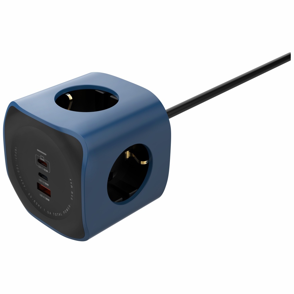 Cellline Power Socket Cube 6 az 1-ben 2500W USB/2xUSB-C 65W kék halózati elosztó-8