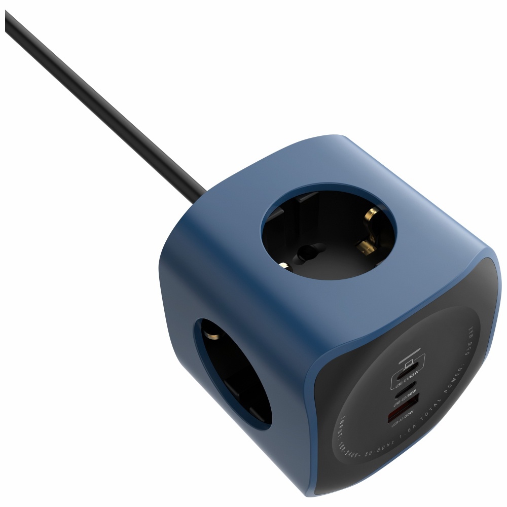 Cellline Power Socket Cube 6 az 1-ben 2500W USB/2xUSB-C 65W kék halózati elosztó-5