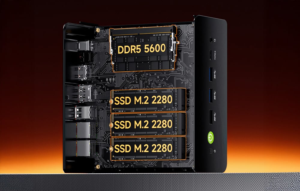 GMKtec K12 mini számítógép AMD Ryzen 7 H255 32 GB RAM + 1 TB SSD Windows 11 Pro-1