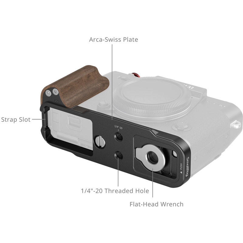 SmallRig 5666 L alakú rögzítőlemez fa markolattal Fujifilm X-T30 / T30 II / T30 III fekete-1