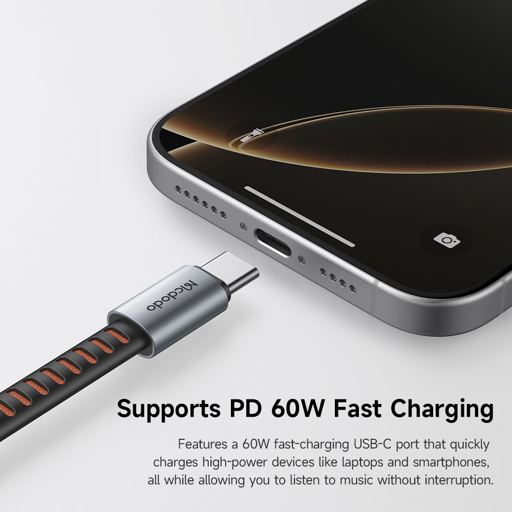 Mcdodo - Audio Adapter - USB-C to USB-C & DC 3.5mm, PD60W, Prémium Hangminőség, Alumínium Ötvözet/Nylon, 0.1m - Szürke DAC-1