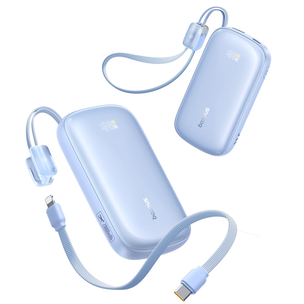 Baseus EnerFill FC21 Qpow 3 Ultra 20000mAh 22.5W Powerbank kijelzővel és kábellel - Kék-1