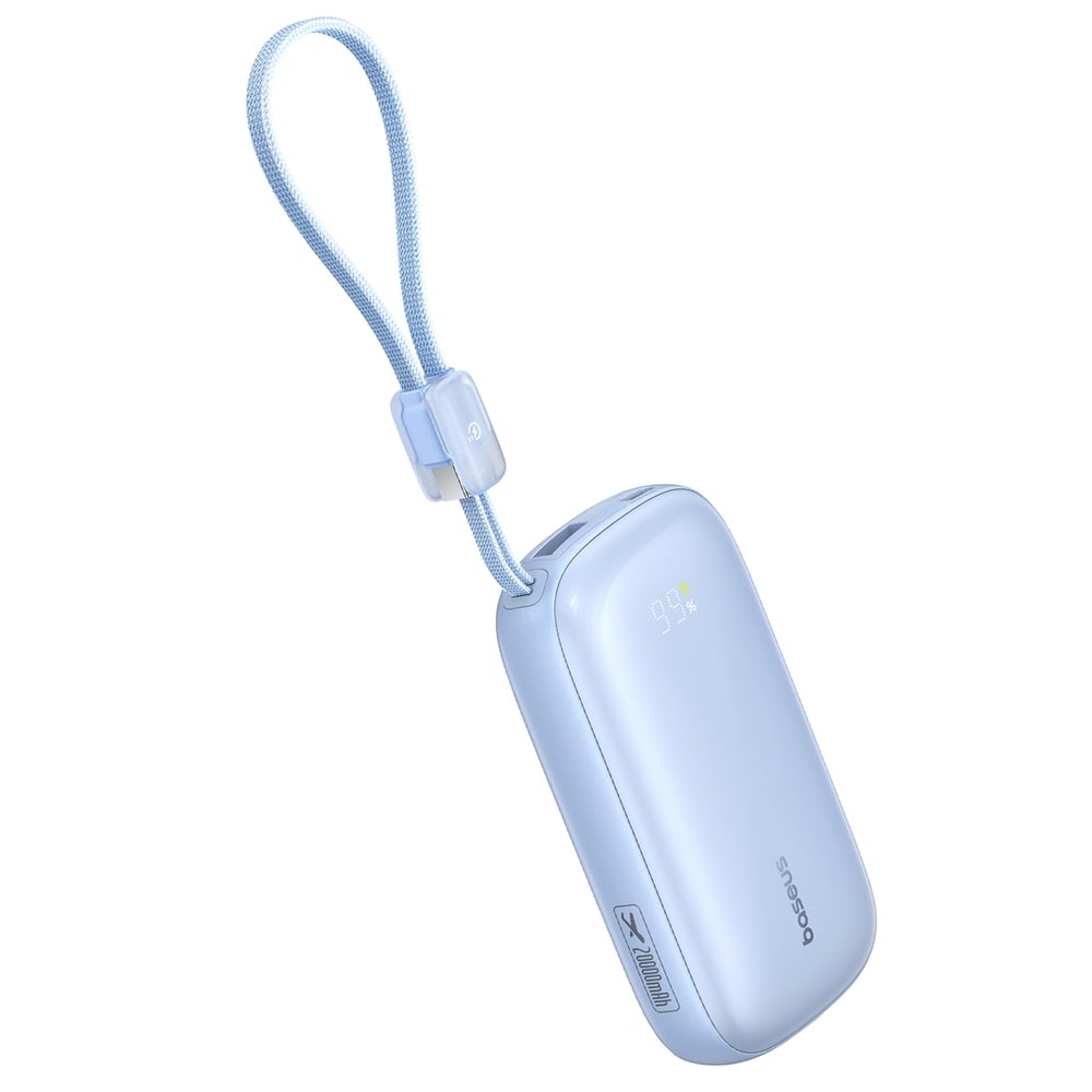 Baseus EnerFill FC21 Qpow 3 Ultra 20000mAh 22.5W Powerbank kijelzővel és kábellel - Kék-2