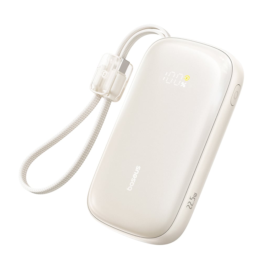 Baseus EnerFill FC21 Qpow 3 Ultra 20000mAh 22.5W Powerbank kijelzővel és kábellel - Bézs-0