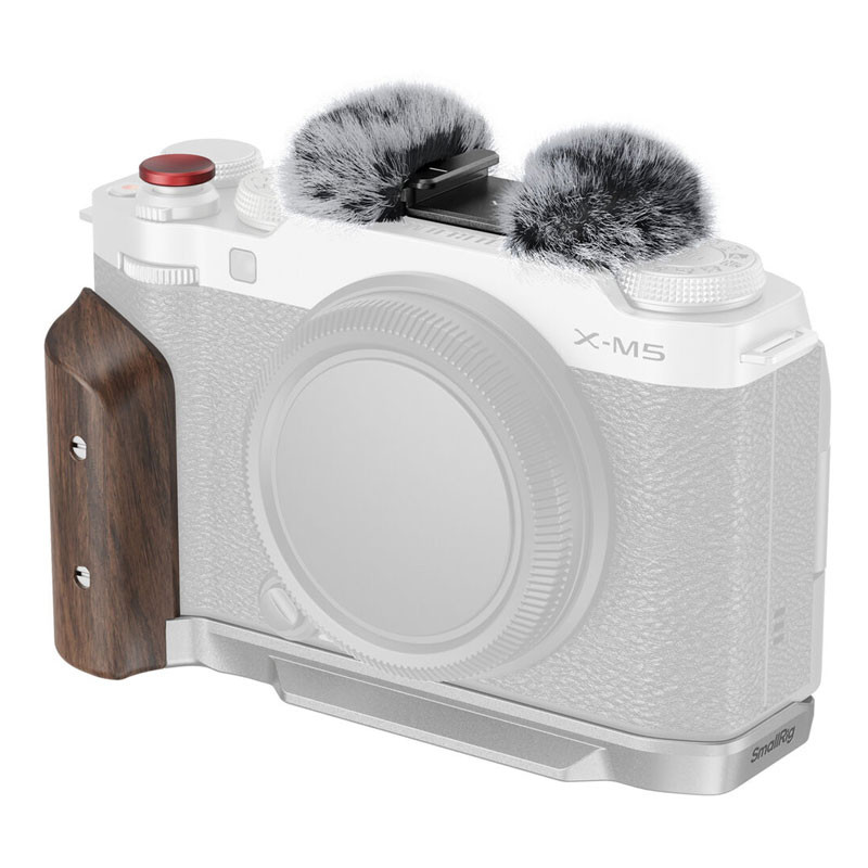 Smallrig 5261 L-Shape Mount Plate with Wooden Handle for Fujifilm X-M5 Silver-0