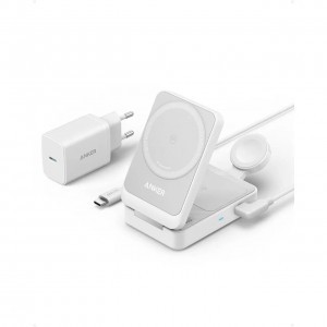 Anker Vezeték nélküli töltőállomás MagGo 3in1, 15W, 1.67A, Fehér B2557321