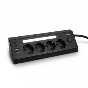 Huslog hálózati elosztó LED-del, USB-A, USB-C porttal