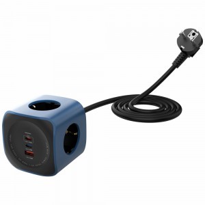 Cellline Power Socket Cube 6 az 1-ben 2500W USB/2xUSB-C 65W kék halózati elosztó