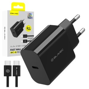 Blavec fali töltő BC-9 - Type C - PD 20W 3A Type C - Type C kábellel (TCBC9-CB203A+CC) fekete