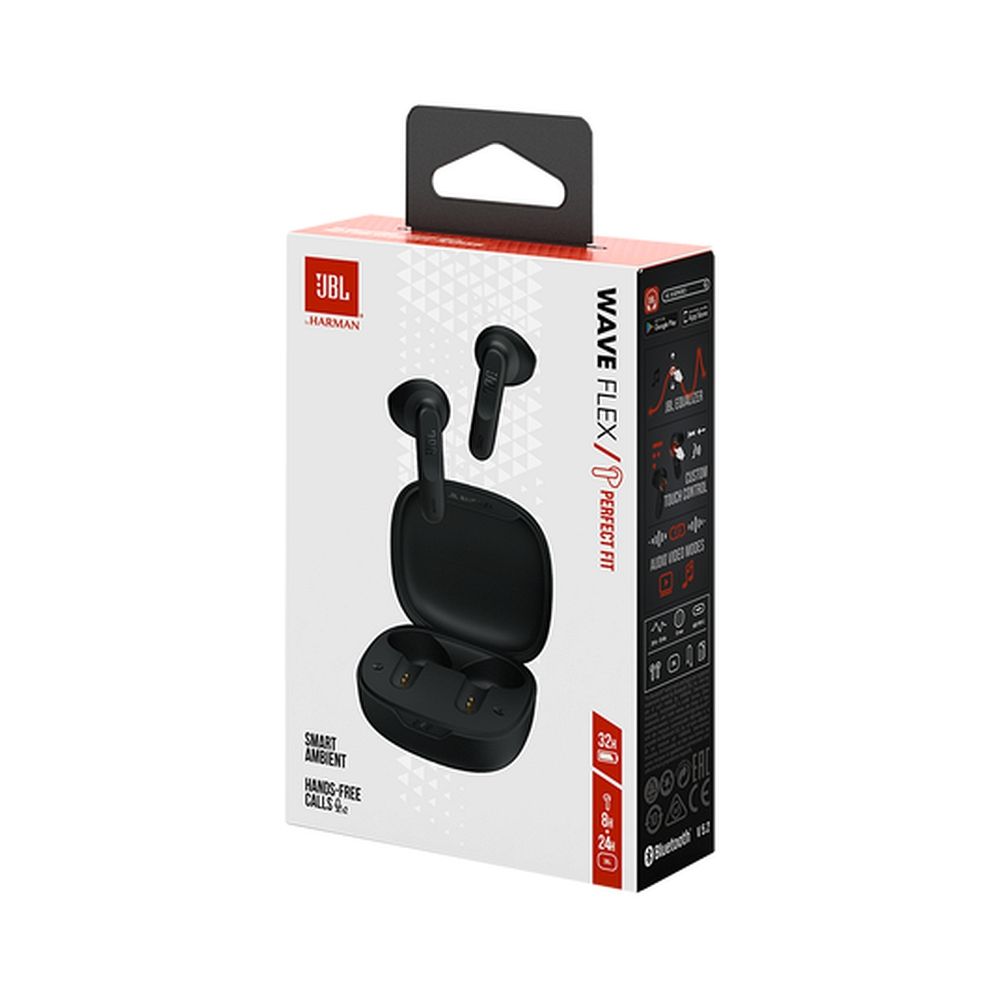 JBL Wave Flex TWS Bluetooth Wireless In-Ear Fülhallgató Fekete EU-3
