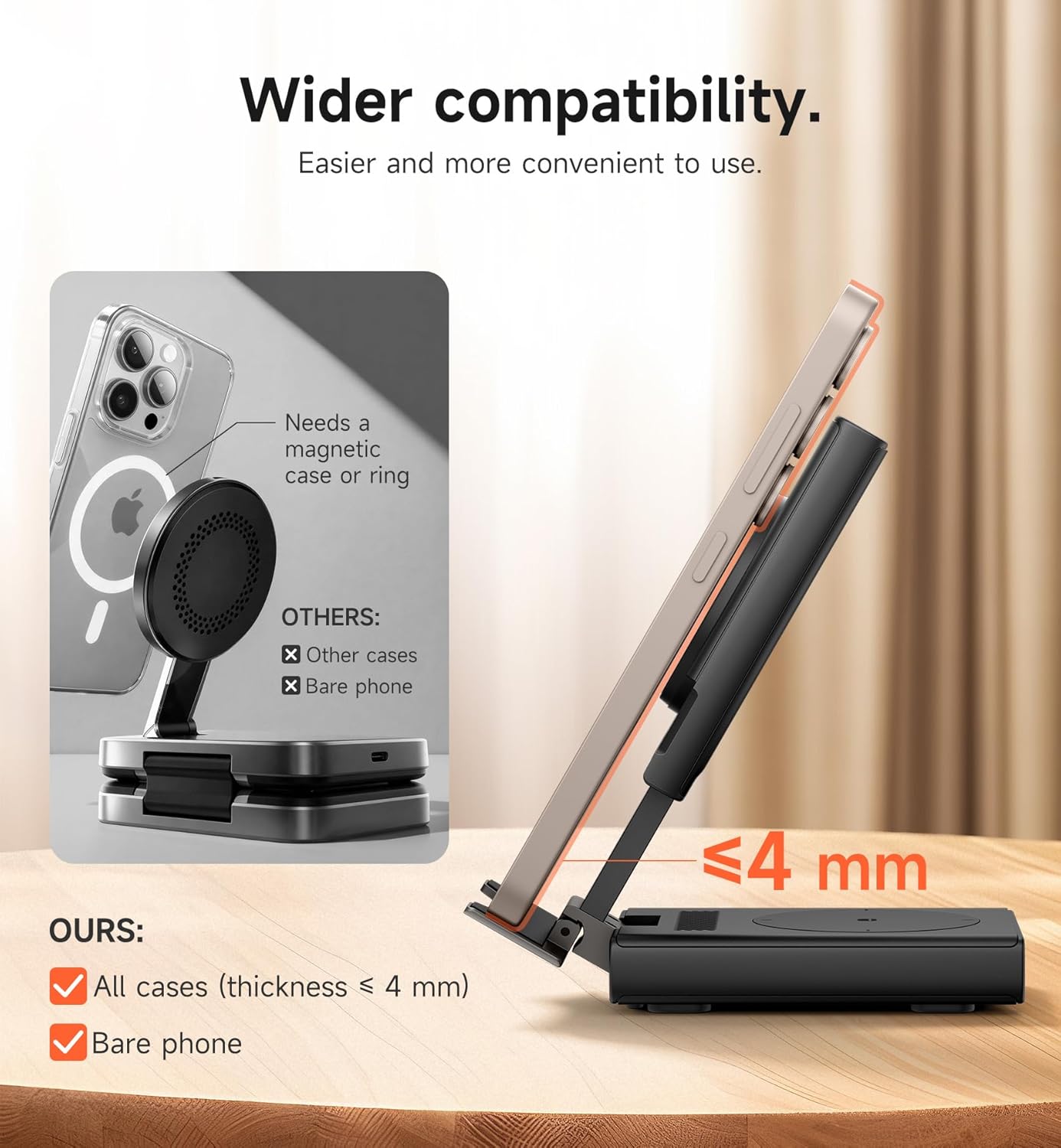 SURITCH 3in1 töltőállomás Samsunghoz, 15W összecsukható vezeték nélküli – Galaxy S26/S25/S24/S23/S22/S21/Z, Galaxy Watch 7/6/5/4/3 és Galaxy Buds, fekete (EU)-3
