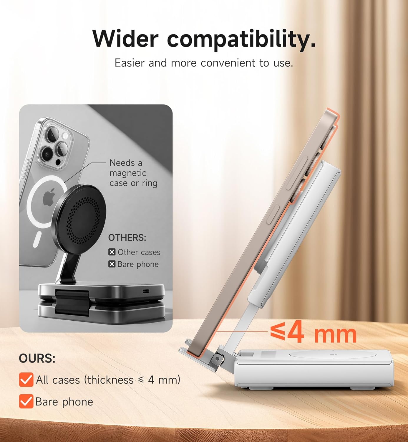SURITCH 3in1 töltőállomás Samsunghoz, 15W összecsukható vezeték nélküli – Galaxy S26/S25/S24/S23/S22/S21/Z, Galaxy Watch 7/6/5/4/3 és Galaxy Buds, fehér (EU)-2