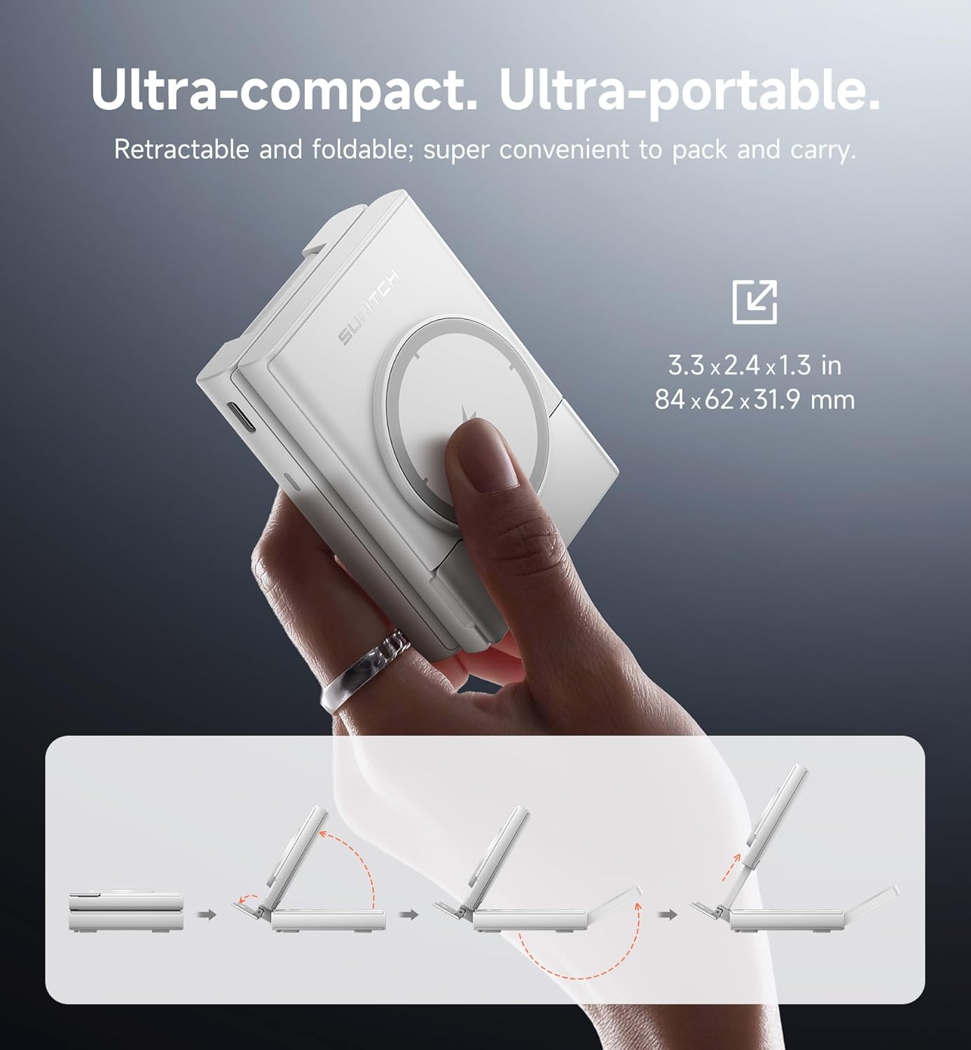 SURITCH 3in1 töltőállomás Samsunghoz, 15W összecsukható vezeték nélküli – Galaxy S26/S25/S24/S23/S22/S21/Z, Galaxy Watch 7/6/5/4/3 és Galaxy Buds, fehér (EU)-1