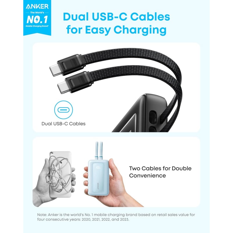 Powerbank Anker Zolo, 10000mAh, 35W, QC + PD, Fekete A1680H12-3