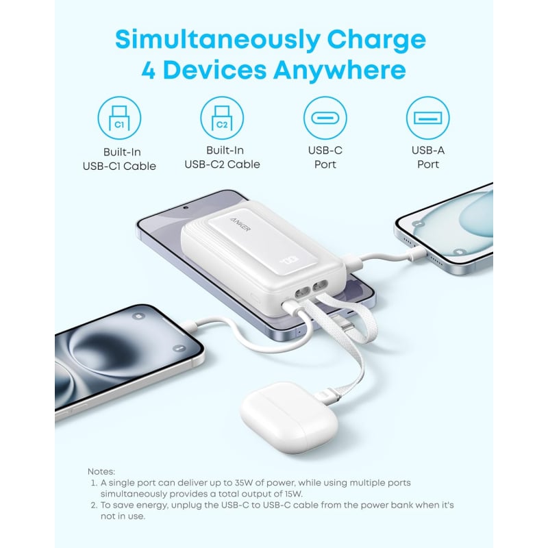 Powerbank Anker Zolo, 10000mAh, 35W, QC + PD, Fekete A1680H12-4