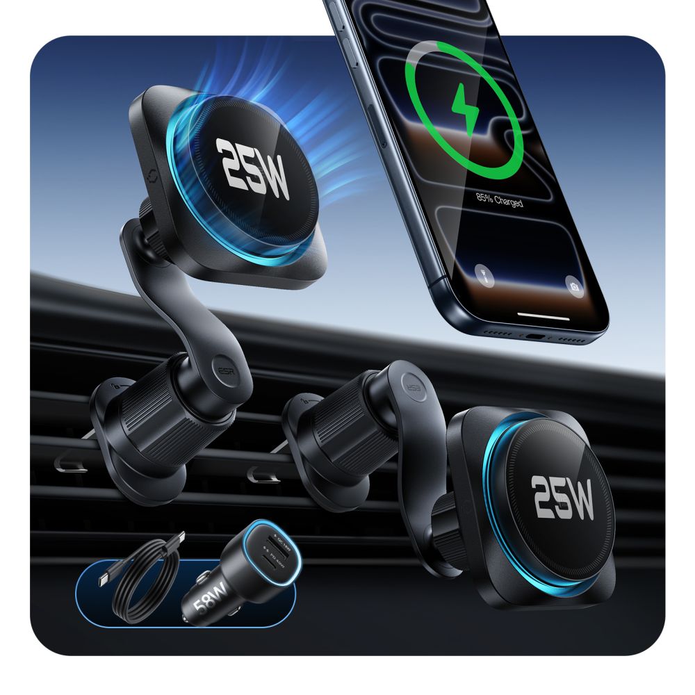 Fekete Esr Omnilock Cryoboost Mágneses Magsafe Autós Ventilátor Telefontartó Vezeték Nélküli Töltő Qi2.2 25W-1