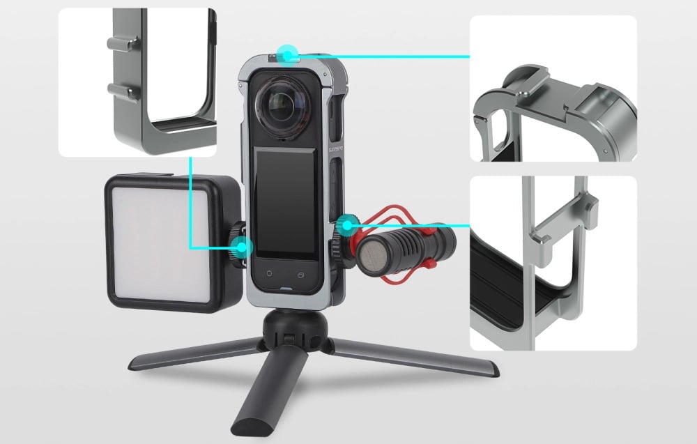Sunnylife fém mágneses keret szilikon lencsevédővel Insta360 X5 készülékhez-5
