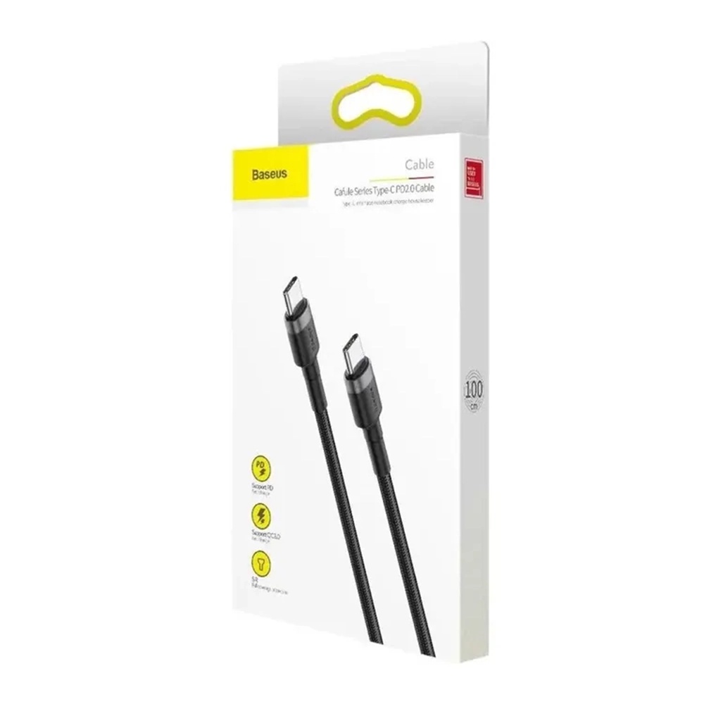 USB-C to USB-C, 60W, 2m Fekete / Szürke Baseus - (3 darabos) Data Cable Cafule (E0418501)-6