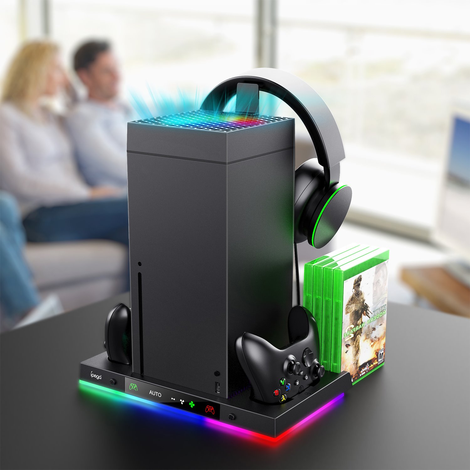 iPega XBX024S Multifunkcionális töltő RGB állvány Xbox-hoz hűtéssel tok-5