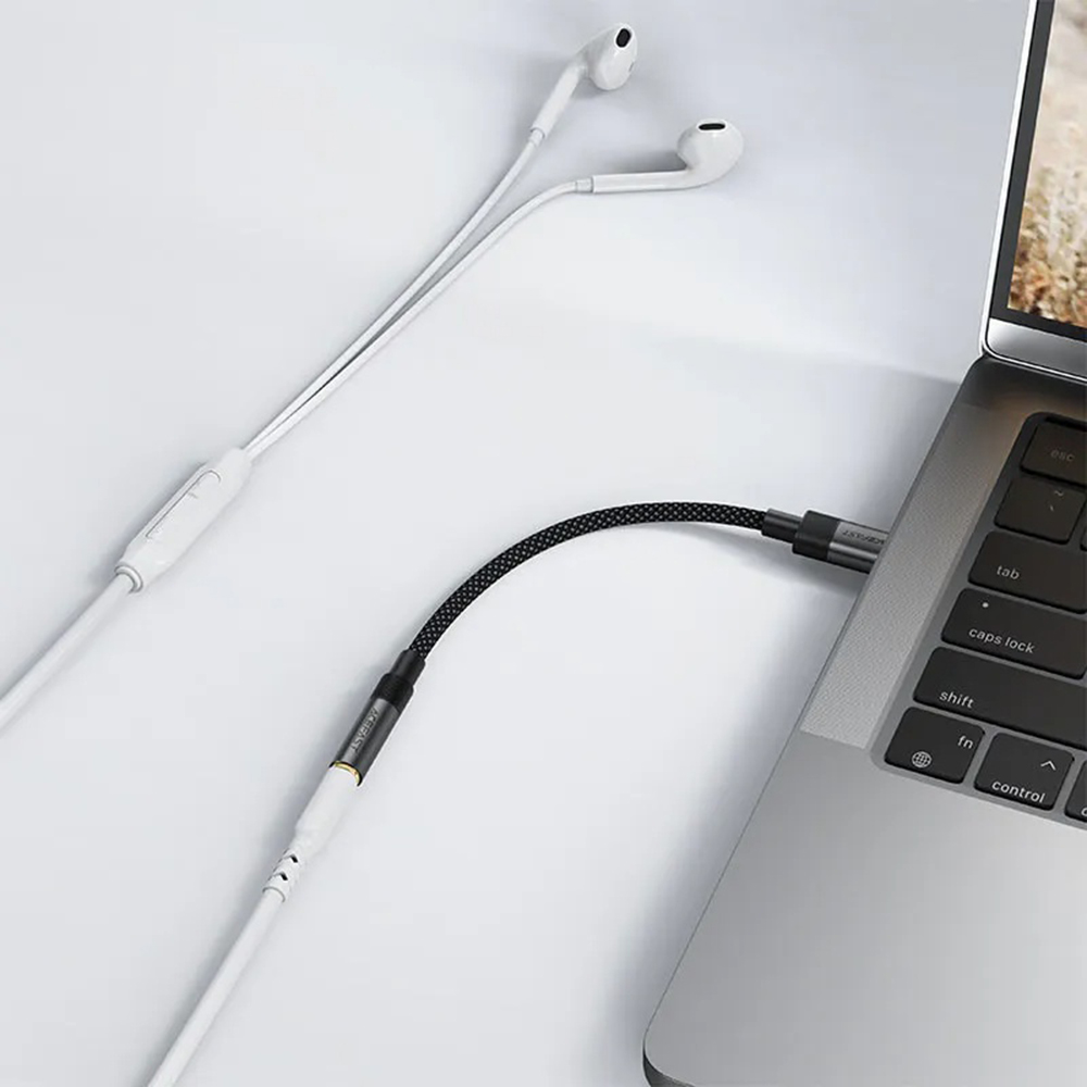 Type-C Férfi - Jack 3.5mm Női Acefast Audio Adapter (J12), Plug & Play, Magas hűségű hang, Nincs késés, 15cm - Fekete-3