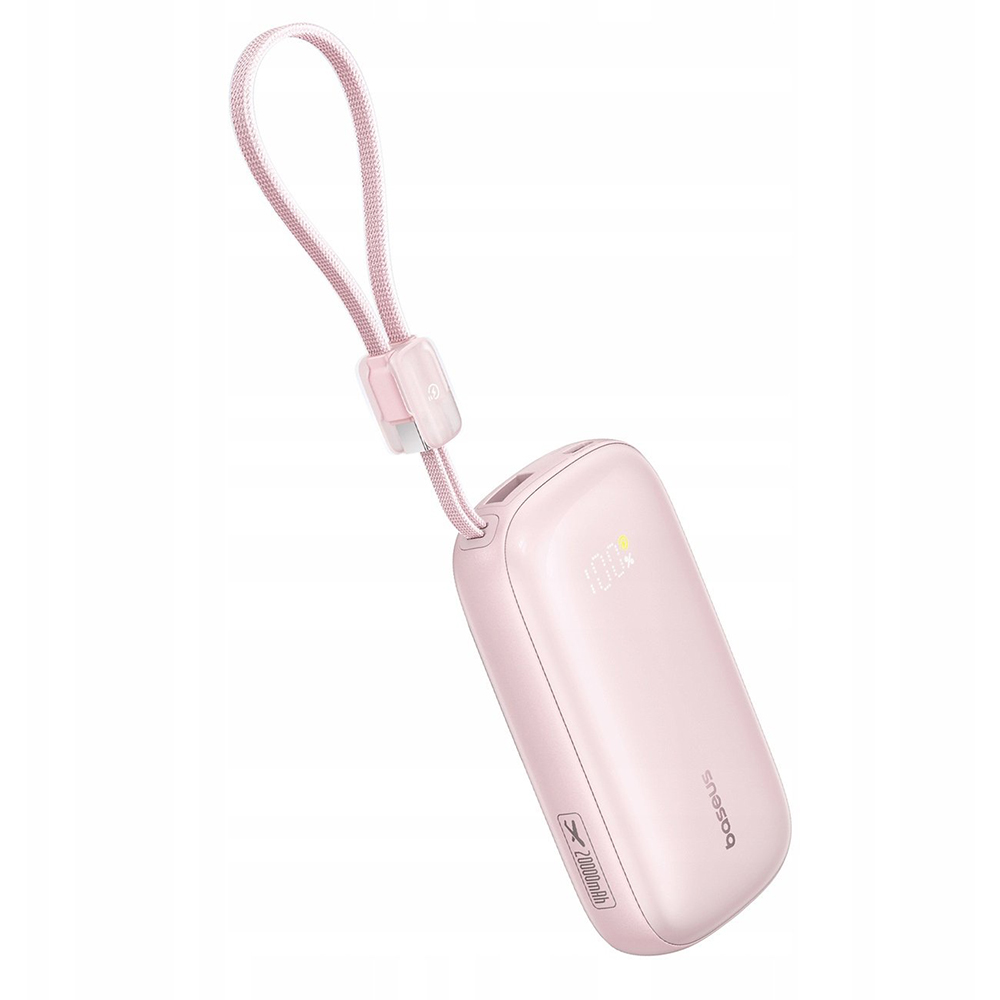 Baseus EnerFill FC21 Qpow 3 Ultra Power Bank levehető kábellel, 10000mAh, 22.5W, Digitális Kijelző - Nebula Pink-2
