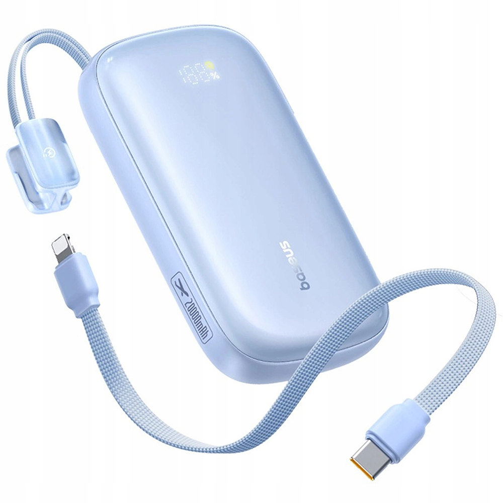Baseus Power Bank EnerFill FC21 Qpow 3 Ultra (E0027Q03) - Levehető kábellel, 10000mAh, 45W, Digitális kijelző - Galaxy Blue-2