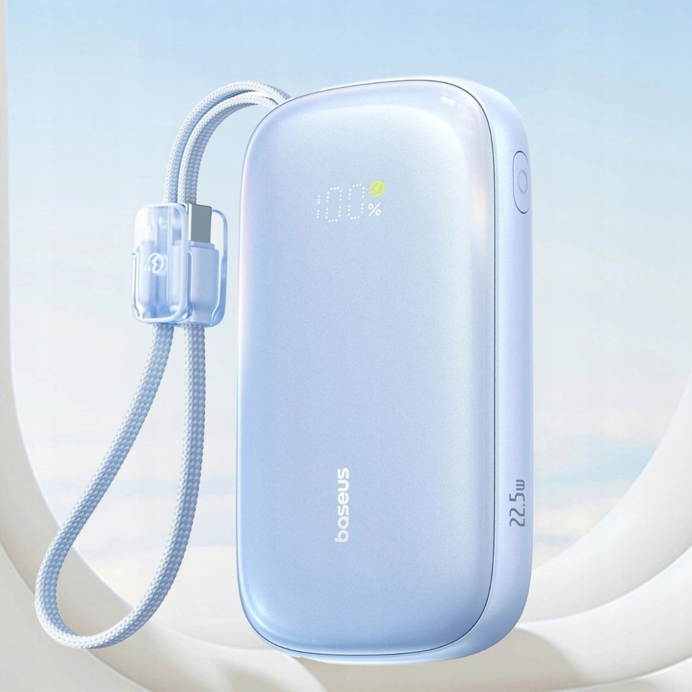 Baseus Power Bank EnerFill FC21 Qpow 3 Ultra (E0027Q03) - Levehető kábellel, 10000mAh, 45W, Digitális kijelző - Galaxy Blue-5