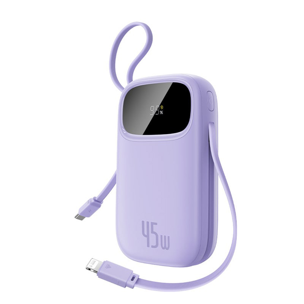 Power Bank Baseus EnerFill FC31 Qpow 3 (E0028C02) - USB-C/Lightning kábelekkel, 10000mAh, 45W, Digitális Kijelző - Nebula Purple-0