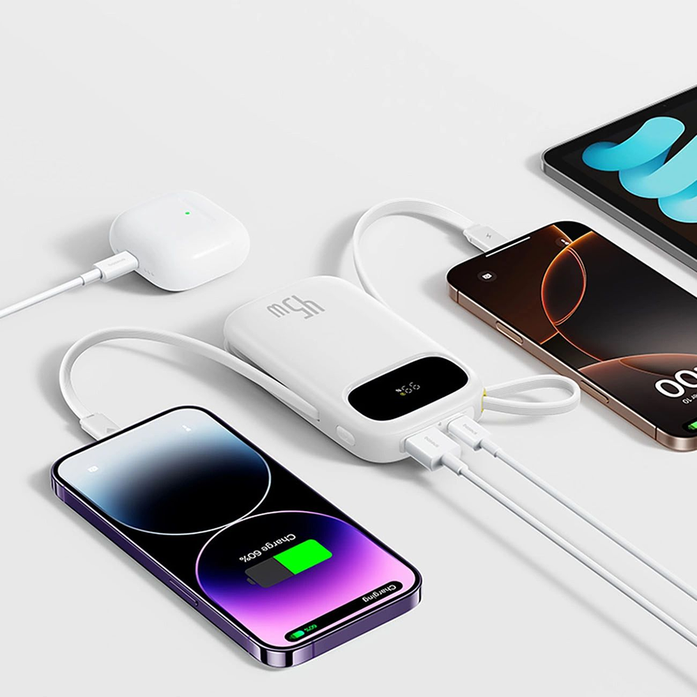 Power Bank Baseus EnerFill FC31 Qpow 3 (E0028C02) - USB-C/Lightning kábelekkel, 10000mAh, 45W, Digitális Kijelző - Nebula Purple-3