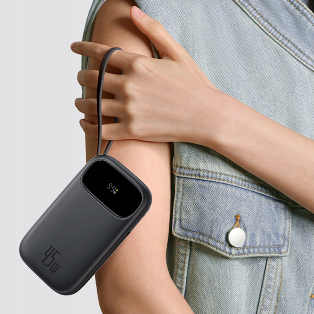 Power Bank Baseus EnerFill FC31 Qpow 3 (E0028C02) - USB-C/Lightning kábelekkel, 10000mAh, 45W, Digitális Kijelző - Nebula Purple-4