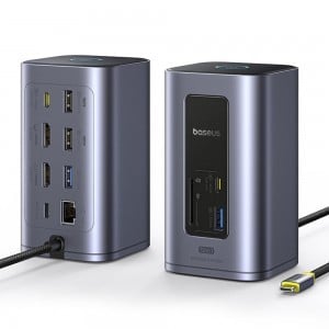 Baseus Dokkoló Állomás NU1 Air Spacemate - USB-C - 2x HDMI, 3x USB-C, 4x USB, RJ45, SD/TF - Űrszürke