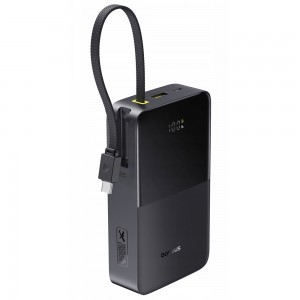 Baseus - EnerFill Bipow2 Pro Power Bank (E0027701) - beépített USB-C kábellel, 20000mAh, 22.5W, digitális kijelző - Kozmikus Fekete