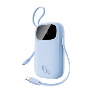 Power Bank Baseus EnerFill FC31 Qpow 3 (E0028C03) - USB-C/Lightning kábelekkel, 10000mAh, 45W, digitális kijelző - Galaxy Kék