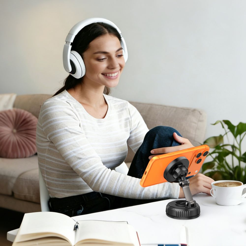 Tech-Protect MM25W-V8 Qi2.2 mágneses MagSafe autós tartó és vezeték nélküli töltő, tapadókorongos műszerfalra-6