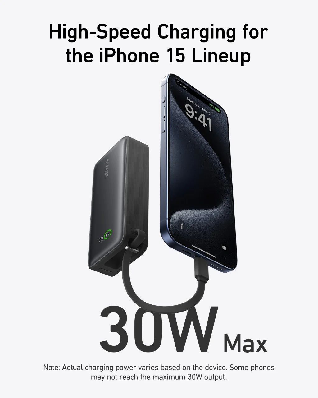 Powerbank Anker Nano, 10000mAh, 30W, QC + PD, Fekete A1259G11-3